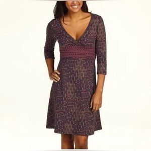 Patagonia Margot Faux Wrap Organic Cotton Geo Mixed Print Dress A-line Stretch